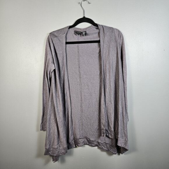 Tahari 100% Linen Cardigan Sweater Gray Open Front Women’s Size Xs Oversized - Picture 1 of 5